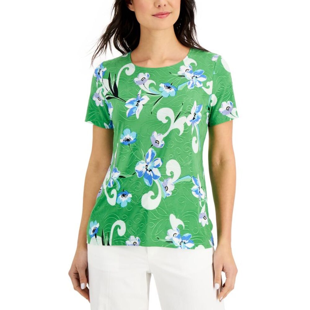 JM Collection Petite Printed Textured T-Shirt